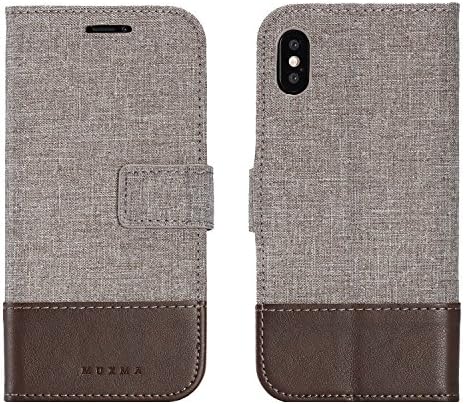 Apple iPhone X WALLET CASE Textile fabric Artificial leather bag Protective cover Mobile phone case Business card compartment and stand function (RED)