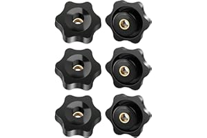 FOMGIIN 6 Tornillos de Estrella M4, Tornillos de Mariposa de 25 mm de Diámetro Exterior, Tuercas de Perilla Palomilla de Sujeción Estrella, Rosca Tornillo de Mariposa Negros, Tuercas de Mariposa