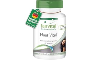 ‎FAIRVITAL Fairvital | Haar Vitamine Tabletten - Haar Vital - HOCHDOSIERT - 60 Tabletten - mit Vitamin B-12, Biotin, Zink, Spurenelementen, Bierhefe und Sojaprotein