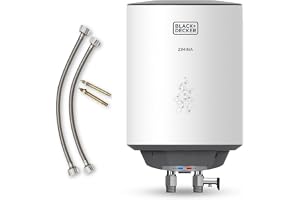 Black+Decker Zimina Geyser 25 Ltr Storage Water Heater for Home & Kitchen Free Connecting Pipe 2KW Polymer Coated Tank I Glass Coated I 8 BAR Rated Pressure I 5 Yr Tank Warranty