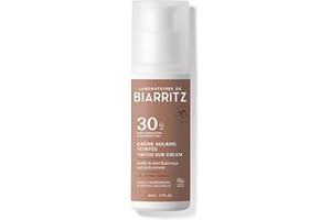 LABORATOIRE DE BIARRITZ Laboratoires de Biarritz - Crème Solaire Visage Teintée Dorée - SPF30 - Certifiée Bio - Protection Anti-UVA/UVB et Lumière Bleue - 50 ml - Fabriquée en France