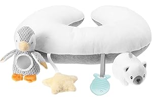 Nuby Petit Pinguin Tummy Time - Coussin interactif pour bébé | Gris | Convient dès la Naissance