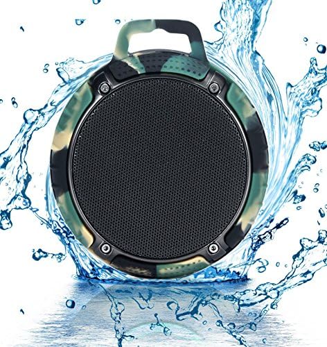 Bluetooth Speaker Waterproof Shower Speaker, Tmusik Wireless Stereo Outdoor Portable Speaker with 5W Driver, Micro SD Card Slot, Built-in Mic, Hands-Free Speakerphone(Camouflage)
