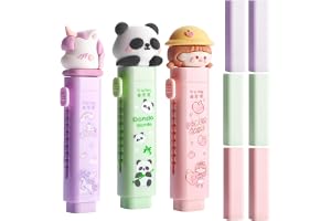 EAVUYIS Set med 3 infällbara suddgummipennor för barn – söta suddgummipennor med påfyllning (panda, enhörning, flicka), TPR-suddgummi, flickor, pojkar för skola, skolstart gåva
