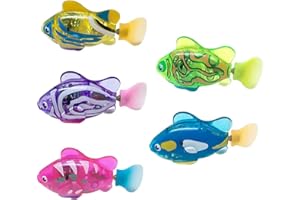 XPJBKC Robo Fish, 5 Pièces Robot Fish avec Lumière, Poisson Robot Fish Électrique, Faux Poisson Aquarium Qui Nage, Réutilisable Poisson Piscine Jouet de Bain pour Bebe Enfants Chat Jouets