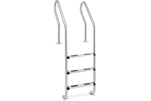 Uniprodo Stainless Steel Inground Pool Ladder Swimming Pool Ladder 3 Steps UNI_POOL_LADDER_1600 (Max. Load 180kg, Stainless Steel, Plastic, Step Width 7.5cm, Pipe Diameter 4.2cm)
