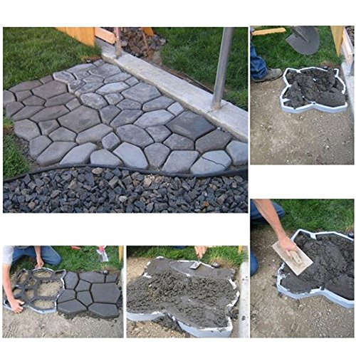 MCTECH® D.I.Y. Betonform Schalungsform BetonPflasterform Pflastermacher Zufällige/ Rechteck Muster von , Gehwegen, Trittsteinen, Garten (Zufällige Muster, 3 Stücke) - 5