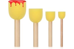 SALBSEVER 4 Stück Malerei Schwamm Pinselset Runde Schwämme Pinsel Set,Schwammstupf Pinsel, Für Malerei Handwerk Keramik DIY Malerei Werkzeuge Packung, Gelb