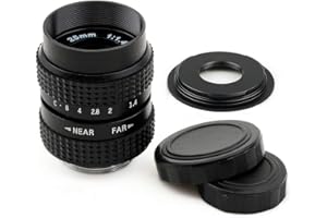 Pixco 25mm F1.4 CCTV Lens C Mount Camera + 16mm C Mount Film Lens to Micro Four Thirds 4/3 Camera Lens Adapter Lens Kit (25mm F1.4 for C+ C-M4/3)