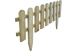 AAMEN Wooden freestanding Picket Fence Panels - Natural Wood Color Decorative Logs For Patio Guest Houses Garden Fence Garden Edging Border - Composite Fence Panels_40x 99cm (Approx.) (10)