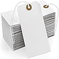 COLOGO White Tags with String Attached,200 Pcs Large Marking Tags Paper Hanging Tags with Elastic Rope Attached,Writable Price Tags Blank Paper Gift Tags for All Occasions
