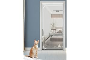 LVTFCO Puerta mosquitera para mascotas Con cremallera Mosquitera para puerta mosquitera para puerta para mantener alejados a los insectos-C-pegatina de gasa blanca-37x79in/95x200cm(Width*Height)