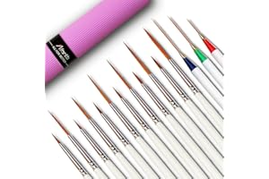 AFANTTI 15 Pezzi Set di Pennelli Pittura per Dipingere Dettagli Fini Pennello per Pittori Artisto | Punte Finissimi | a Miniatura Acrilico Modello Acquerello Olio Guazzo Gouache Unghie Arte