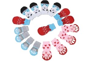 DULSPUE Calzini per Cani Gatti - 8 pcs Protezione Zampa per Cani Calze Cane Calzini Antiscivolo Cane Calzini per animali domestici Calzini per il controllo della trazione Adatta per cani di taglia, S