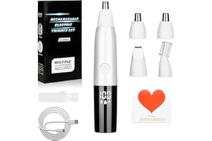 TAVADA Tagliacapelli per Naso Uomo Donna 3-in-1, Ricaricabile type-c con Display LED e Blocco da Viaggio,sopracciglia e peli del viso Impermeabile,Rasoio per peli del naso,IPX7 per Naso e Sopracciglia