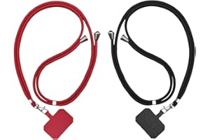 2NSPDRGNI Universal Handykette geeignet Kompatibel mit alle Smartphones, Kette zum Umhängen, Halsband Umhängen, Abnehmbare Handykordel zum Umhängen, Handyband mit jeder Hülle kombinierbar,Schwarz Rot