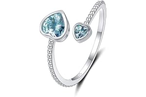 STEP FORWARD 925 Anelli d'Argento Sterlina Pietra Portafortuna per Donne o Ragazza Regolabile Aperto Cuore Pietre Fortunata Banda Compleanno & Gioielli Regalo San Valentino