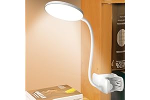 SPORWAY Lampe de Bureau Pince: Lampe de Lecture USB Rechargeable Portable, Lamp de Bureau Commande Tactile avec Gooseneck, 3 Modes et Dimmable Luminosité pour Lire, Étude (Blanc-2)