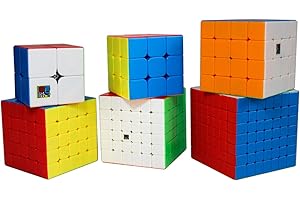 OOSTIFUN Gobus MoYu MoFangJiaoShi Speed Cube 2x2 3x3 4x4 5x5 6x6 7x7 Cubo mágico Juego de Cubos Rompecabezas, Paquete de 6 Juego de Regalo de la colección Cubos de Rompecabezas (Stickerless)