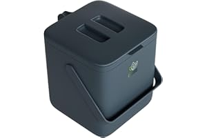 EcoBio Composteur Cuisine 7L – Poubelle Bio avec Couvercle, Poignée & Filtre – Seau à Compost avec Contrôle des Odeurs – Égouttoir Amovible – Passe au Lave-Vaisselle – sans BPA (Charcoal)