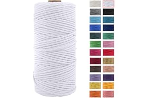 JeogYong Macrame Cord Thick Natural Cotton Cord Yarn Macrame Rope for Wall Hangings, Plant Hangers, DIY Crafts, Home Decorations, Gift Wrapping 3mm x 100m (White)