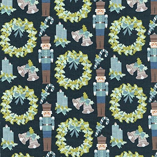 NUTCRACKER - Blue Coordination from Fabric Freedom – 100% Cotton British Designed Craft Fabrics for Patchwork and Quilting Co-ordinated Colours and Prints – (Price per /QUARTER Metre) (Blue / Classic Xmas)