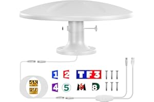 DTB TECH Antenne DTB DVB-T/DVB-T2 – pour Utilisation en extérieur, Longue portée de Plus de 200 km, amplificateur amélioré VHF/UHF/Dab HDTV pour extérieur/loft/Camping-Car/Caravane – Câble coaxial RG6 de 10m