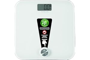 MACOM, Pesapersone Elettronica Senza Batterie ricaricabile manualmente, si ricarica semplicemente premendo il pulsante, divisione 100 gr, peso massimo 180 Kg, Sensation 869 Smart Body Scale