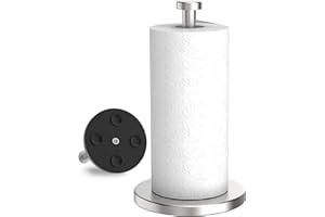 VEHHE Porta Rotolo da Cucina, Portarotolo da Cucina con Base a Ventosa Ponderata, Porta Scottex in Acciaio Inox, Supporto per Rotolo da Cucina per Rotoli Standard e Grandi Organizzazione Della Cucina