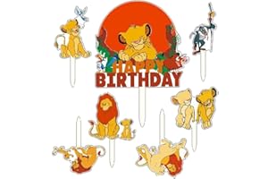 HOXSNII 7PCS Lion Cupcake Toppers,3D Lion Cake Toppers,Animals Lion Birthday Cake Toppers Happy Birthday Cake Decoration Lion Themed Party Decorations for Baby Shower Birthday Party