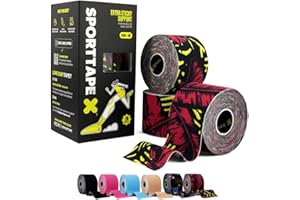 ‎SPORTTAPE SPORTTAPE 3 Rollen Kinesiologie Tape Wild - 5 cm × 5 m – elastisch & wasserfest Physio/tape sport, hautfreundlich Baumwolle, starke Haftung, selbstklebend, latexfrei für Muskel- & Gelenk-Support