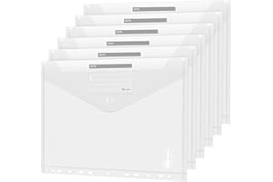 AGOER Zestaw 10 pudełek na dokumenty A4, przezroczysty, zatrzask, na dokumenty, organizer z otworami do oprawy i kieszenią na etykiety, wodoodporny