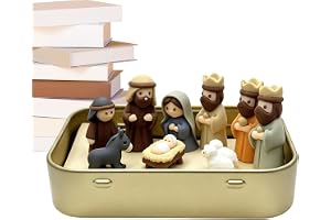 Liten Julkrubbsfigurin 3D-utskrivna religiösa miniatyrgestalter i plåtburk | Julkrubba Scen Statyetter i Miniatyr För Bruk Vid Sängbord, Skrivbord, I , På Bokhyllan, Vid Öppen Spis, Inomhus Och På