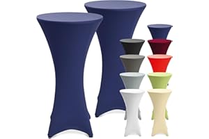 ‎BEAUTISSU Beautissu 2er Set Stretch Stehtisch Hussen 80cm Blau – Waschbar Bügelfrei Stehtisch Hussen für Stehtische Stehtischhussen rutschfest Verstärkung Fußbereich Tischhusse Tischdecke Stehtisch – Stella