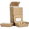 TOROTON Take Out Salad Box with Window, Reusable Kraft Brown Food Storage Containers, Freezer Safe - 50 Pack 17 oz