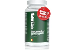 ‎NATURELAN Probiotika PLUS Kulturen Komplex - 180 KAPSELN mit 30 Bakterienstämme, 20 Mrd. KBE/Tagesdosis, Magensaftresistent& Vegan, mit Lactobacillus & Bifidobakterien, 3 Monate, Darmflora