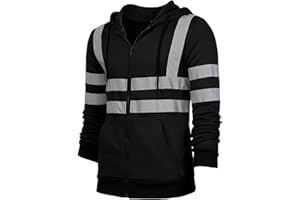 AUBIG Herren Sicherheitsjacke Kapuzen Sweatshirt Reflektierend Jacke Warnjacke Verkehr Arbeitsjacke Warnschutzjacke