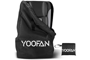 YOOFAN Gate Check Reisetasche mit Rucksack Schulterriemen für Kinderwagen, Autokindersitze, Rollstühle, Wasserabweisend - gut für Flugzeug und Aufbewahrung (Schwarz)