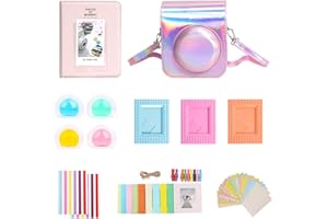 AISNYHO 9 in 1 Instant Camera Accessories Kit for Fujifilm Instax Mini 12 Instant Camera With Camera Case+Photo Album & Frames+Wall Hanging Frame+Colored Filter (Magic Pink)