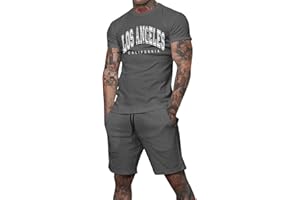 Tomwell Jogging Survêtement Homme 2 Pièces Été Décontracté à Manches Courtes Col Rond T-Shirt Imprimée et Short Sport Ensembles Casual Sportswear Homme Fitness Jogging