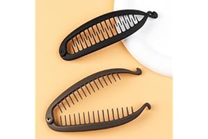 LLMSIX 2 Stück Banana Clip,Schwarz Kaffeebraun Bananenspange Haare,Vintage Damen Banana Clip Dünnes Dickes Haar,Französische Bananen Haarspangen Pferdeschwanzhalter,für Lockiges Oder Glattes Haa