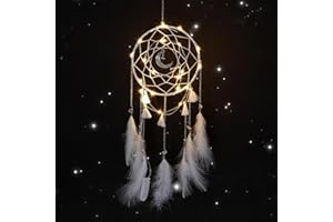 DISDARKDAY LED Traumfänger mit Licht, Mädchen Kinder Dream Catchers als Geschenke, Hochzeit Kindergarten Schlafzimmer Wandbehang Ornamente Handwerk, Dekorationen, warm LED, Weiß