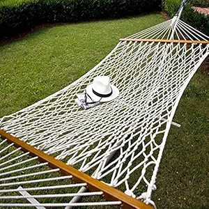 TWOTREE HAMMOCKS Hammock with Stand/48 W X 11ft,Polyester Rope Hammock/13ft Long-Steel Metal Stand-125 KGS Capacity/Balcony/Garden/Backyard Furniture Set