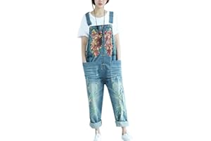 Youlee Donna Pantaloni Larghi Denim Salopette Tutine Pantaloni