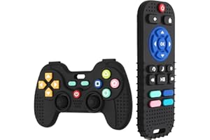 Hooku 2 Pack Silicone Teething Toys for Babies 0-6 Months, Teethers for Babies 6-12 Months, Remote Teether for Baby, Sensory Toys for Babies, Baby Chew Toys