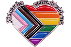 CAOXHENR Pin esmaltado con texto en inglés "You Can Be Yourself with Me", con diseño de bandera trans, aliado para mochilas, bisutería, talla única, Cobre, Sin piedras preciosas