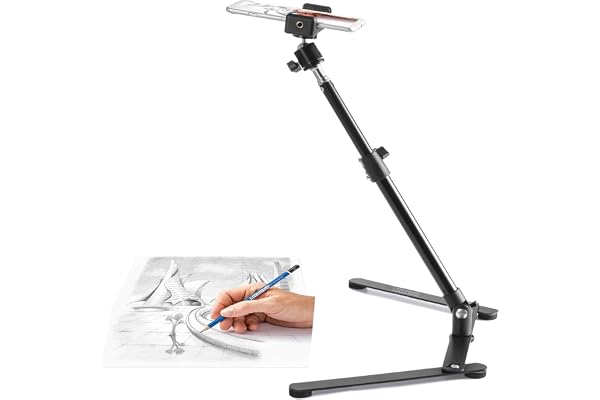 BROLAVIYA Overhead Video Mobile Metal desktop Stand with 1/4" Male Adaptor for Camera,Gopro and Mobile Bracket for online teaching,Video,Desktop,Bedroom, Office