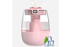 FOGARI Humidificateur d'air silencieux 1 l avec 2 trous, humidificateur avec affichage numérique USB silencieux, 2 modes de brouillard et veilleuse pour bureau, chambre d'enfant, chambre à coucher, plante,