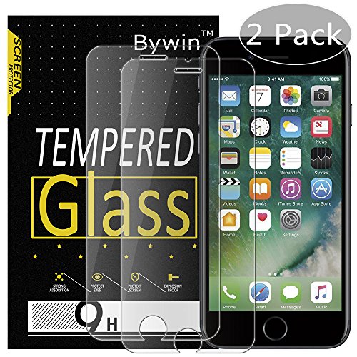 Bywin 「Lot de 2」 Film Verre Trempé pour iPhone 6 / 6S / 7 （4.7 pouces） Dureté 9H, Ultra-mince 0.25 mm, 2.5D Bords Arrondis