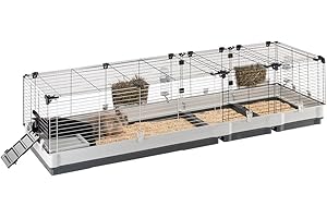 FERPLAST - Meerschweinchen Käfig - Hasenkäfig - Kaninchenkäfig - Häuschen und Zubehör Inklusive - Viel Platz für Kaninchen - Öffnenden & Modular 205 x 60 x h 50 cm - Krolik, 200